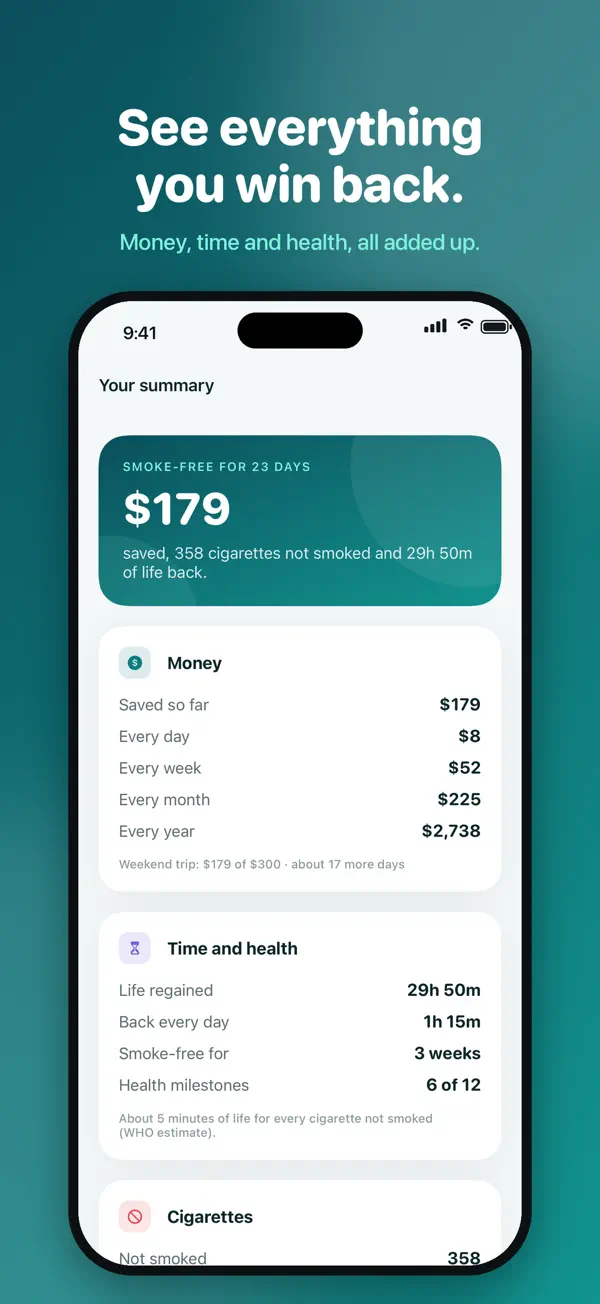 Screenshot of QuitPath on iPhone, 3 of 3